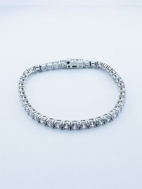 Classic Silver Tennis Bracelet with Clear Stones